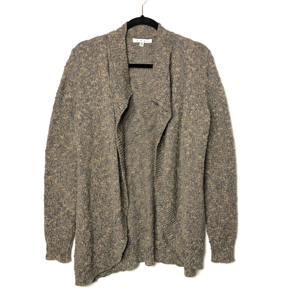 Cabi Marbled Knit Swear By Sweater Chunky Open Front Cardigan #880 Size S Brown